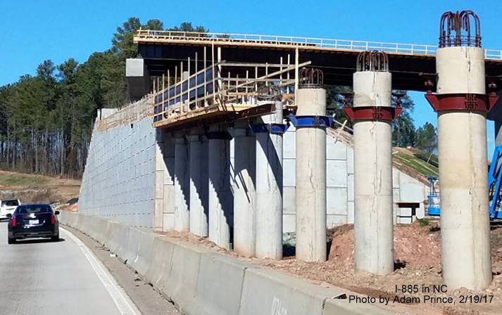 Image of closeup view of future ramp under construction for NC 147/East End Connector Interchange, from Adam Prince