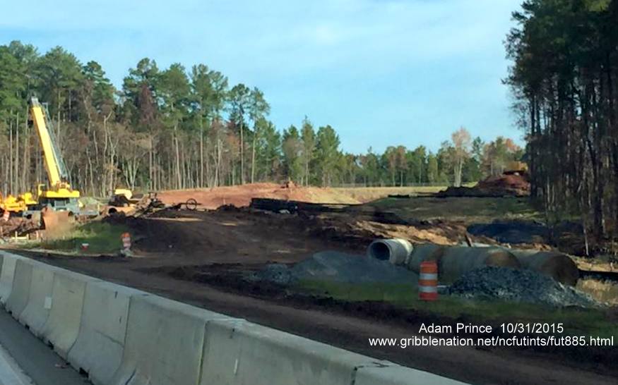 Image of progress constructing future I-885 off-ramp from Durham Freeway. Photo by Adam Prince