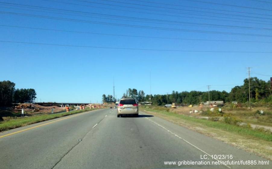 Image of future US 70 freeway under construction, part of East End Connector project in Durham, from LC