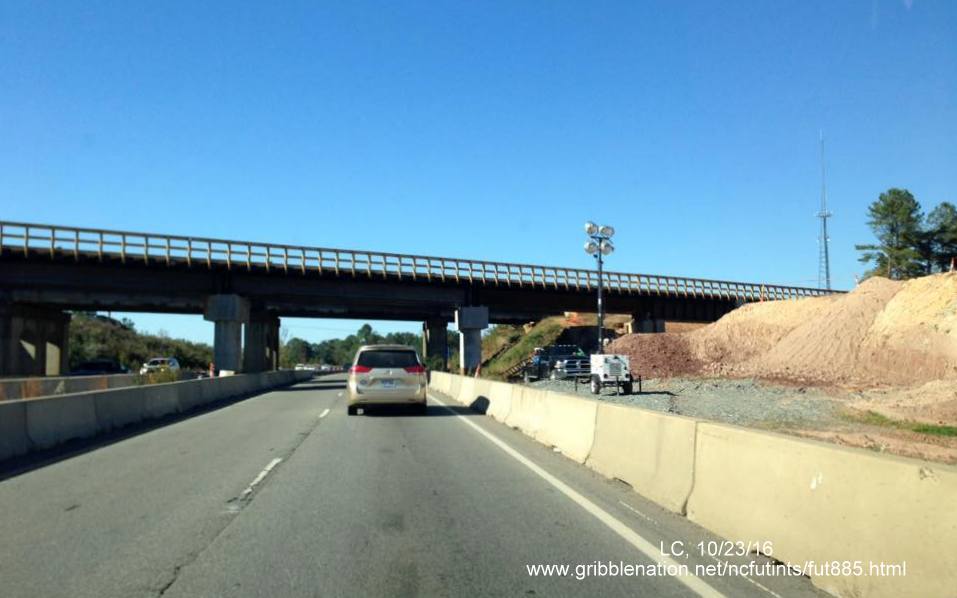 Image of new bridge being built over US 70 as part of East End Connector project in Durham, by LC