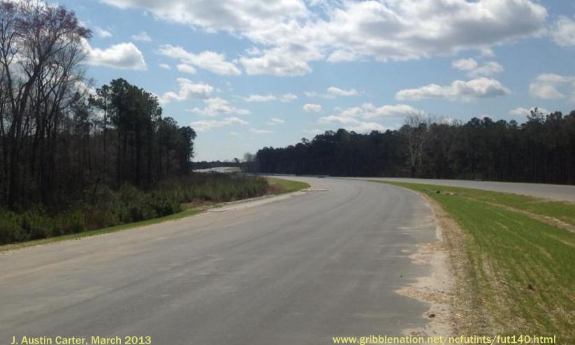 Photo of Future I-140 roadway near interchange with US 17, by J. Austin Carter, March 2013
