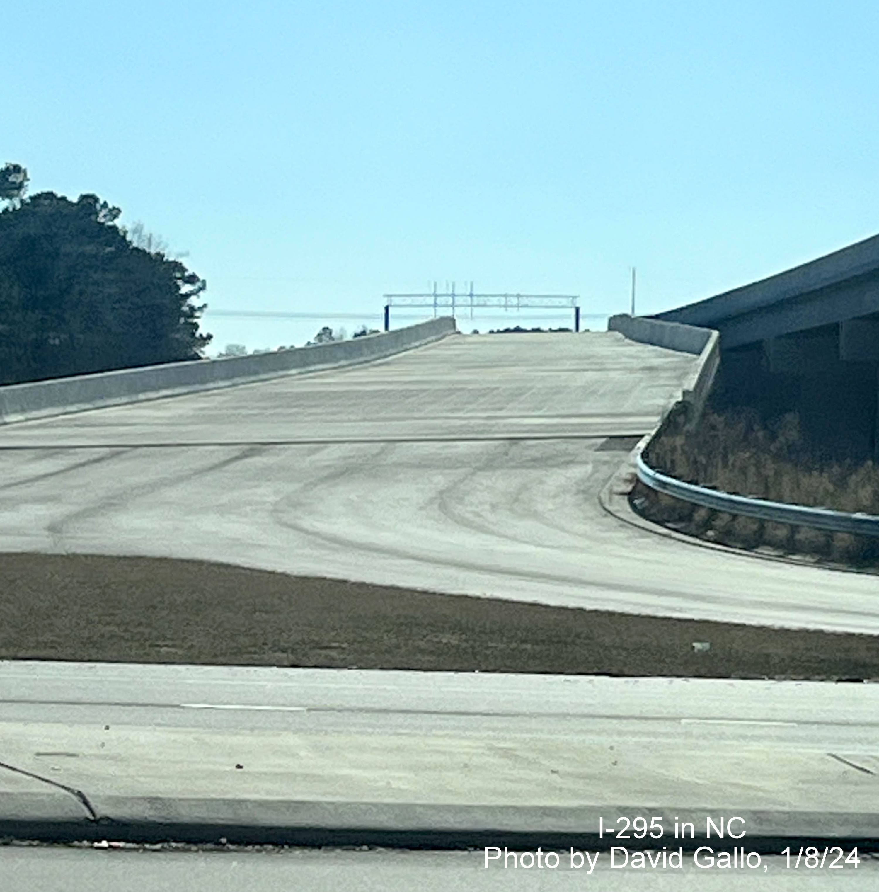 Image of completed I-295 North ramp for US 401 exit in Fayetteville, by 
	  David Gallo, January 2024