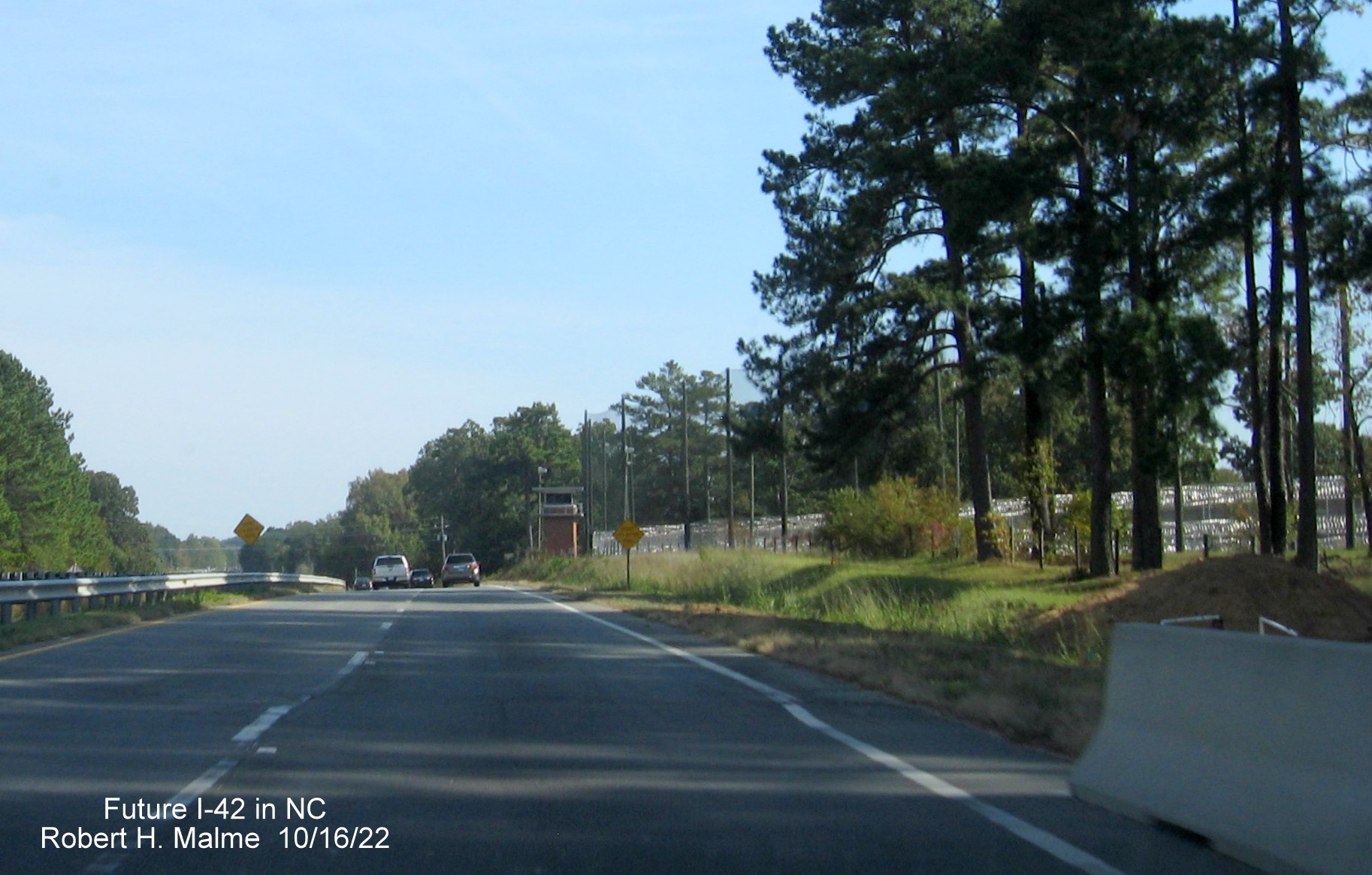 Image of future I-42 East construction along US 70 East near the Smithfield Correctional Institution, October 2022