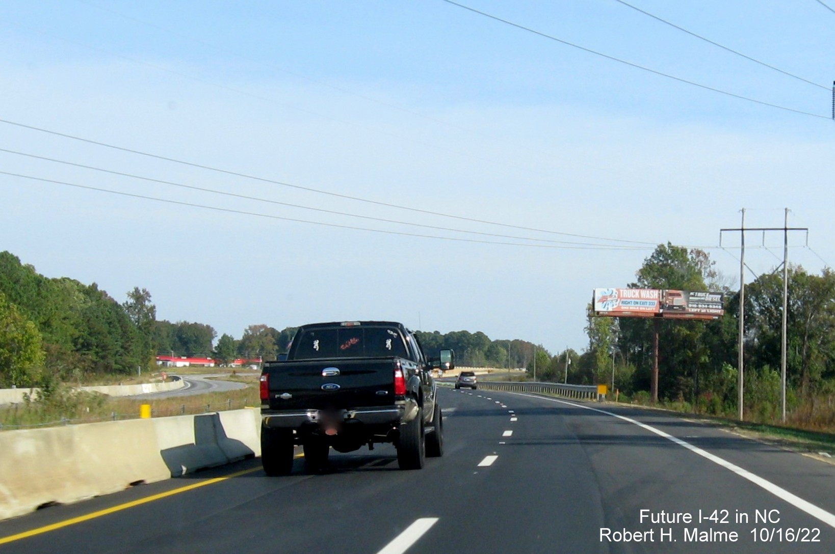 Image of Future I-42 East lanes on US 70 East approaching Wilson Mills Road in Wilson Mills, October 2022