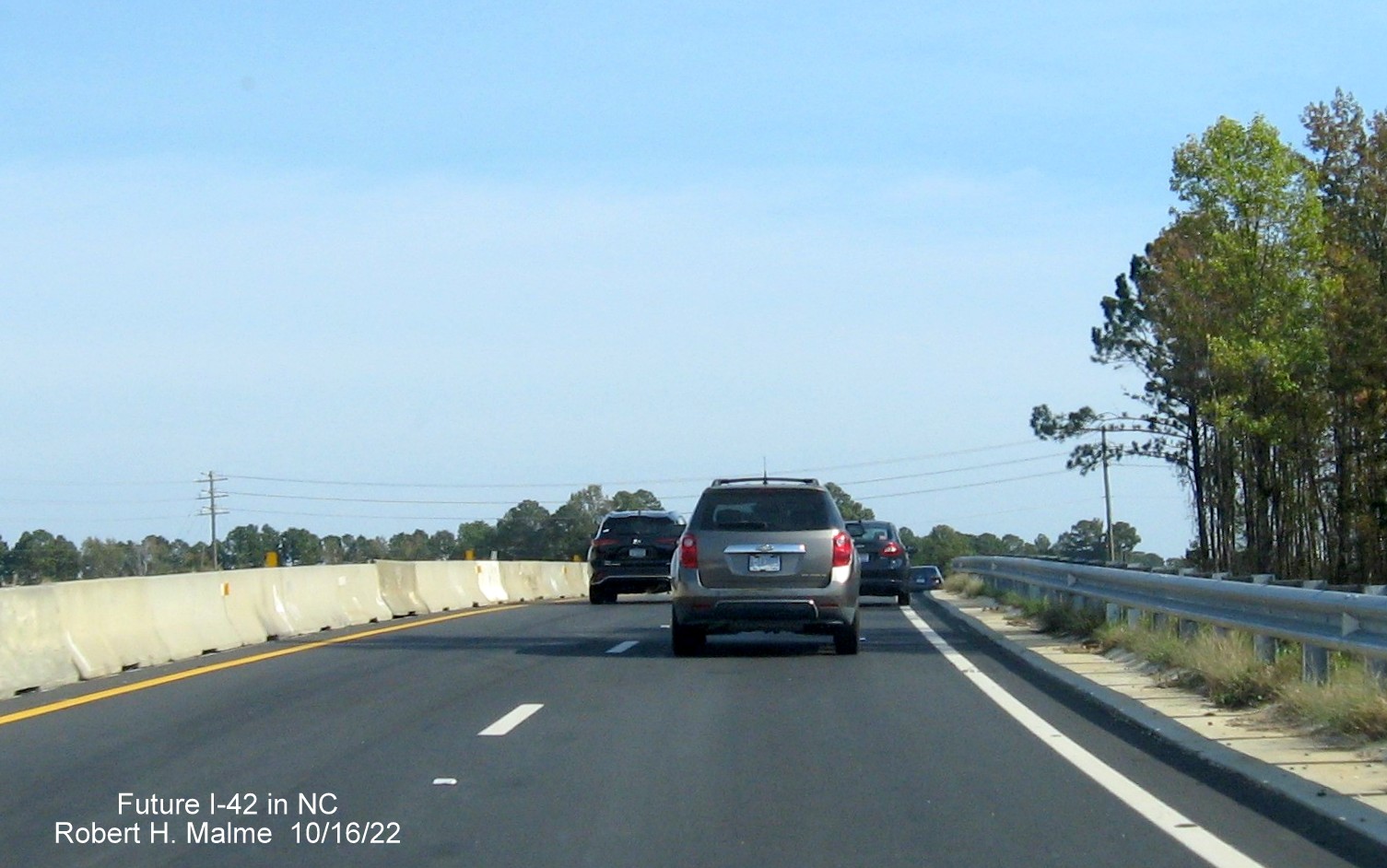 Image of future I-42 East construction after Wilson Mills Road on US 70 East in Wilson Mills, October 2022