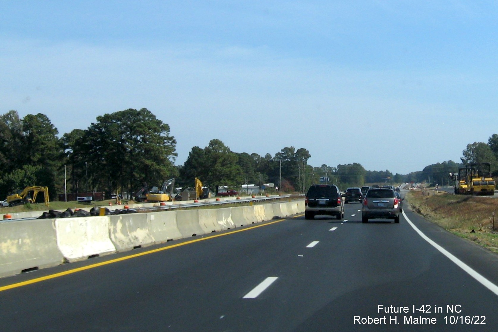 Image of future I-42 East construction along US 70 East including possible frontage road in Smithfield, October 2022