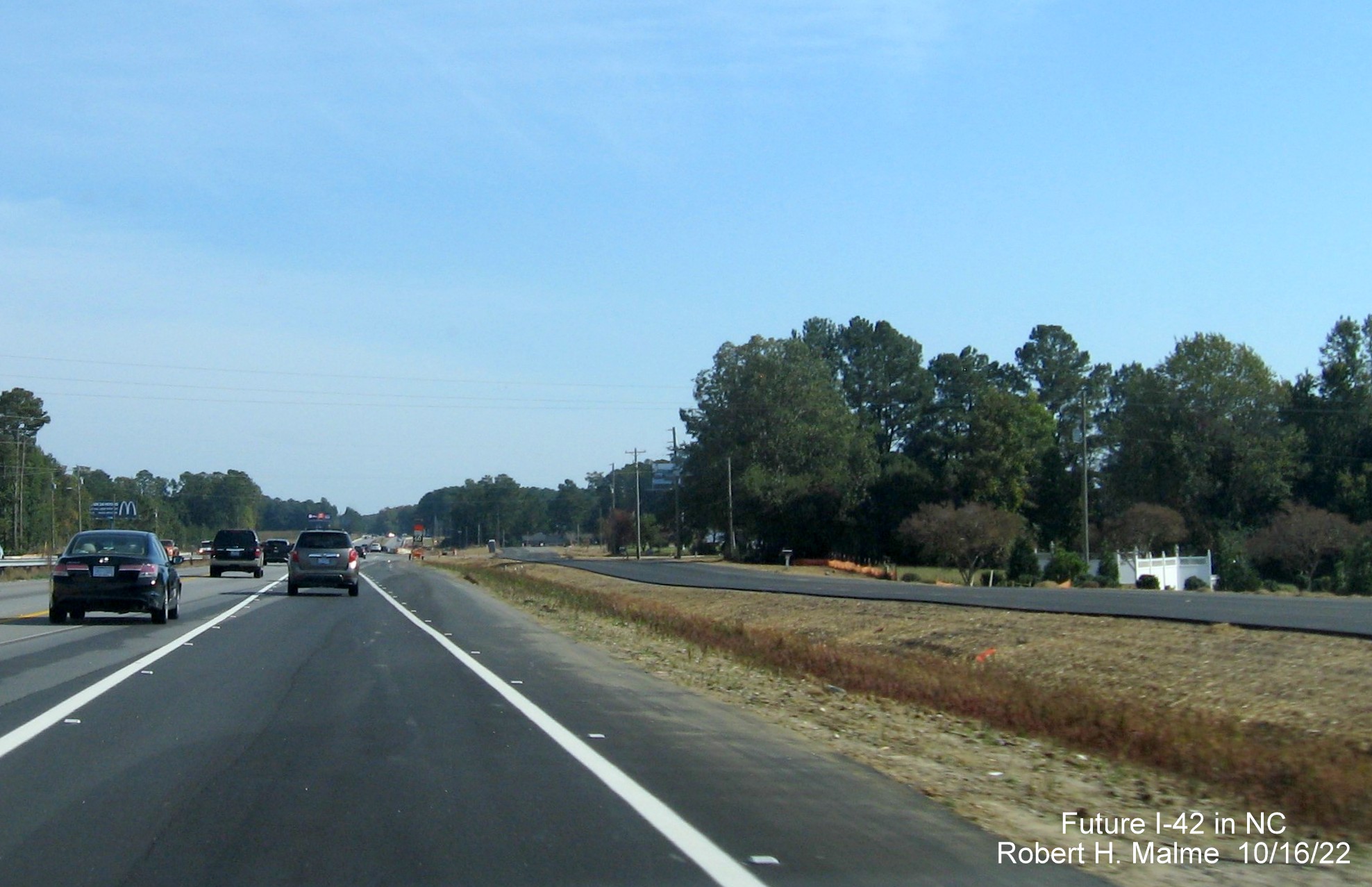 Image of future I-42 East construction along US 70 East including possible frontage road in Smithfield, October 2022