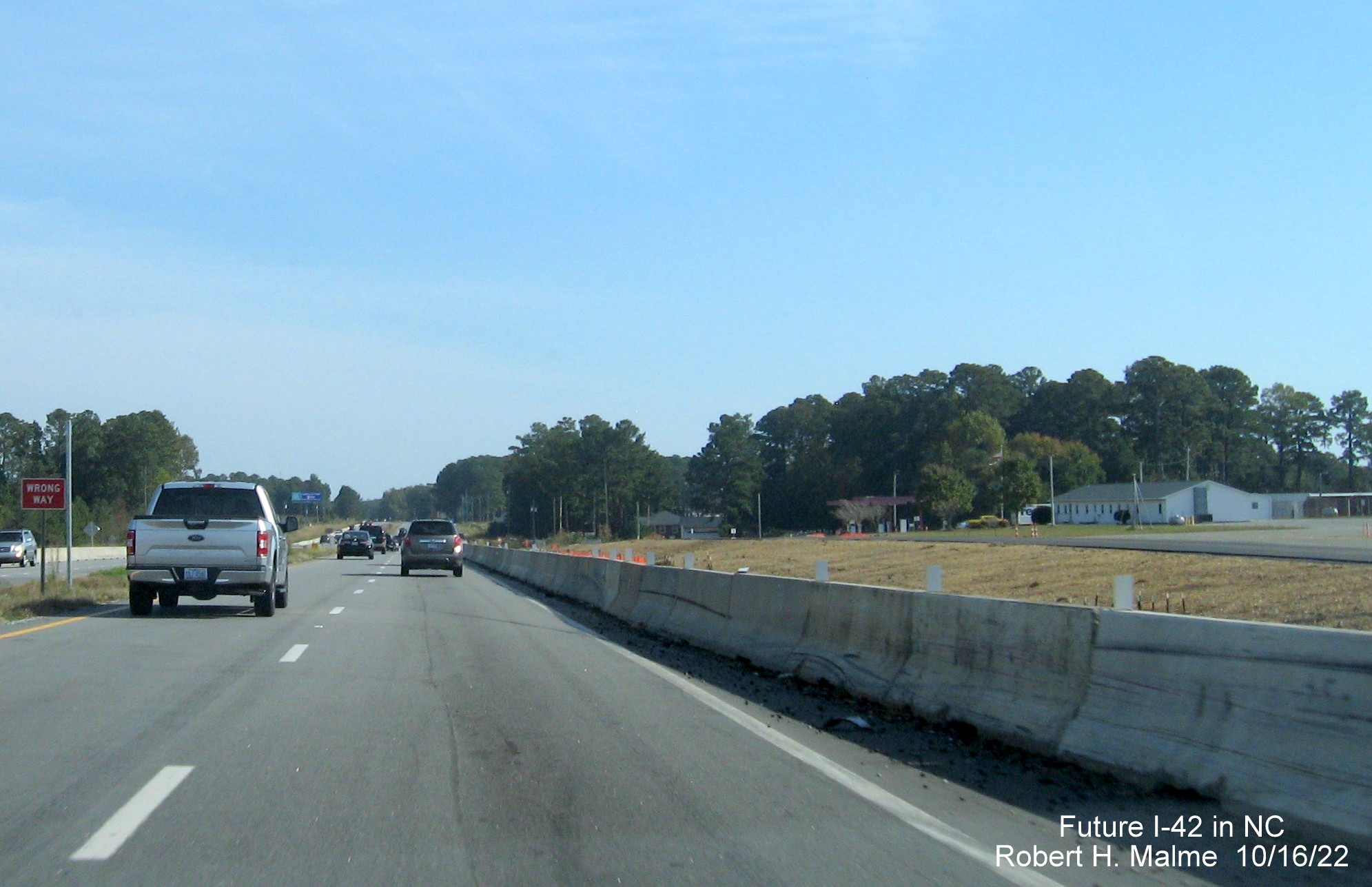 Image of future I-42 East construction along US 70 East including possible frontage road in Smithfield, October 2022