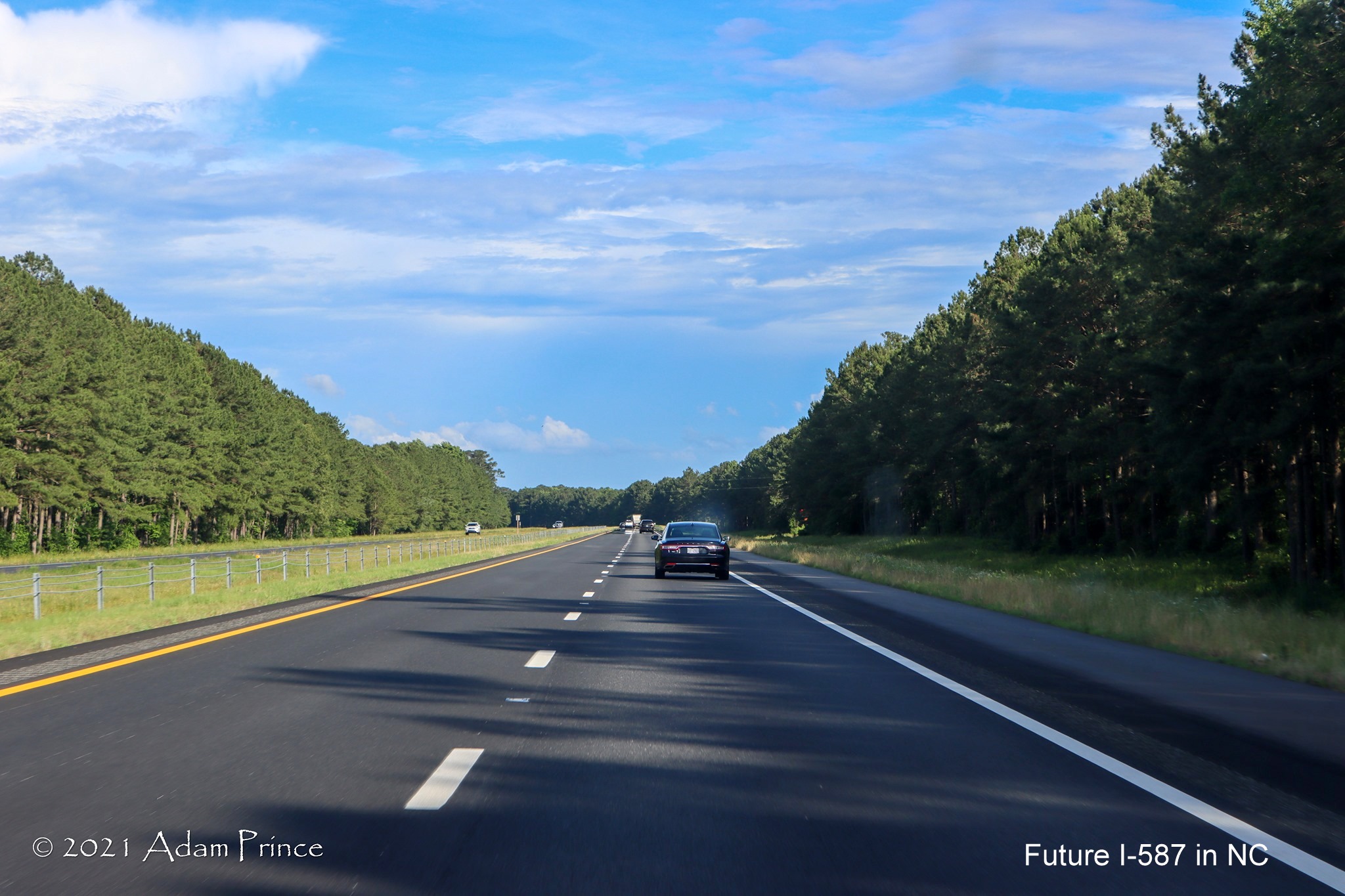 Image of completed shoulder work on US 264 East (Future I-587 South) in Greene 
	County, photo by Adam Prince, June 2021