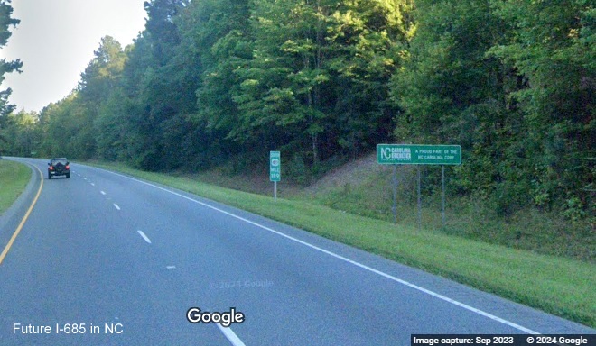 Image of new sign advertising NC Crossroads business corridor on US 421 South in Julien,
Google Maps Street View, September 2023
