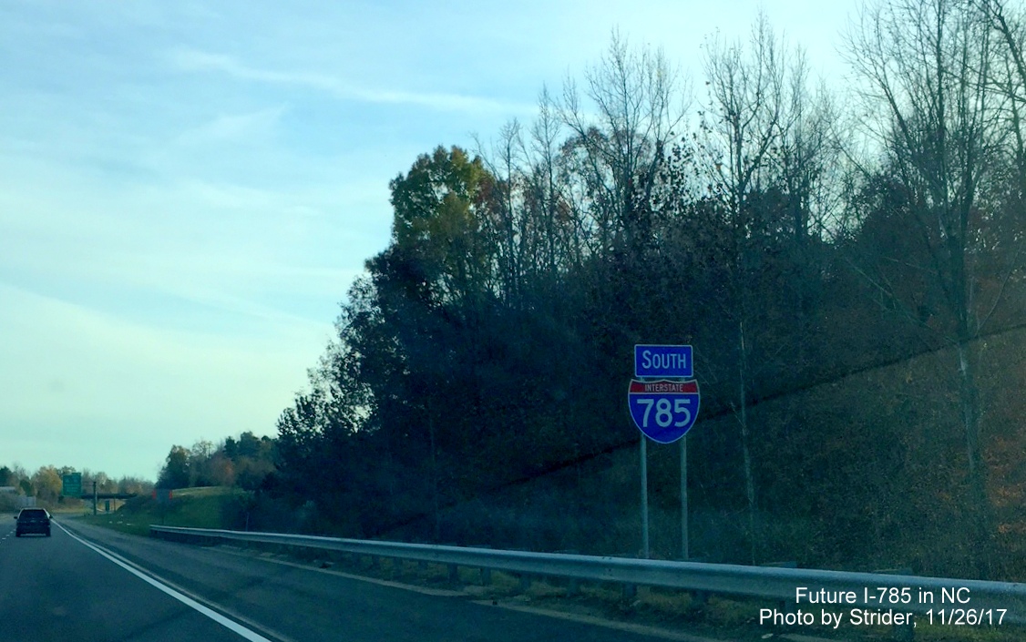 Image of South I-785 reassurance marker along Greensboro Loop just south of US 70 exit, by Strider
