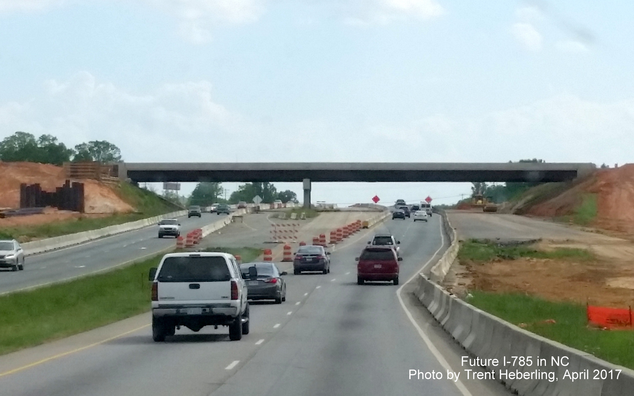Image of traffic on US 29 South traveling through Future I-785/Greensboro Loop interchange construction area, by Trent Heberling