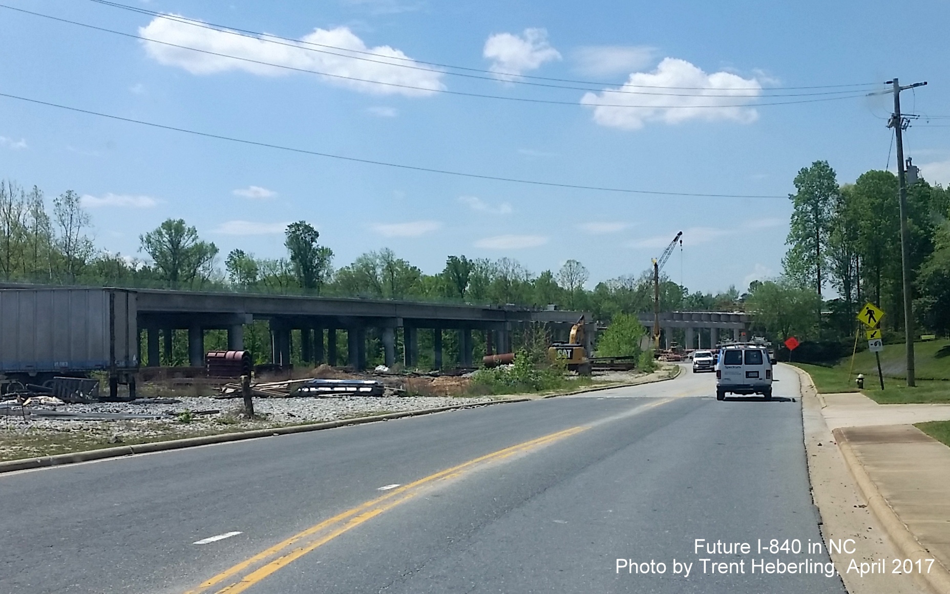 Image of view of Future I-840 elevated freeway from Drawbridge Rd in Greensboro, by Trent Heberling