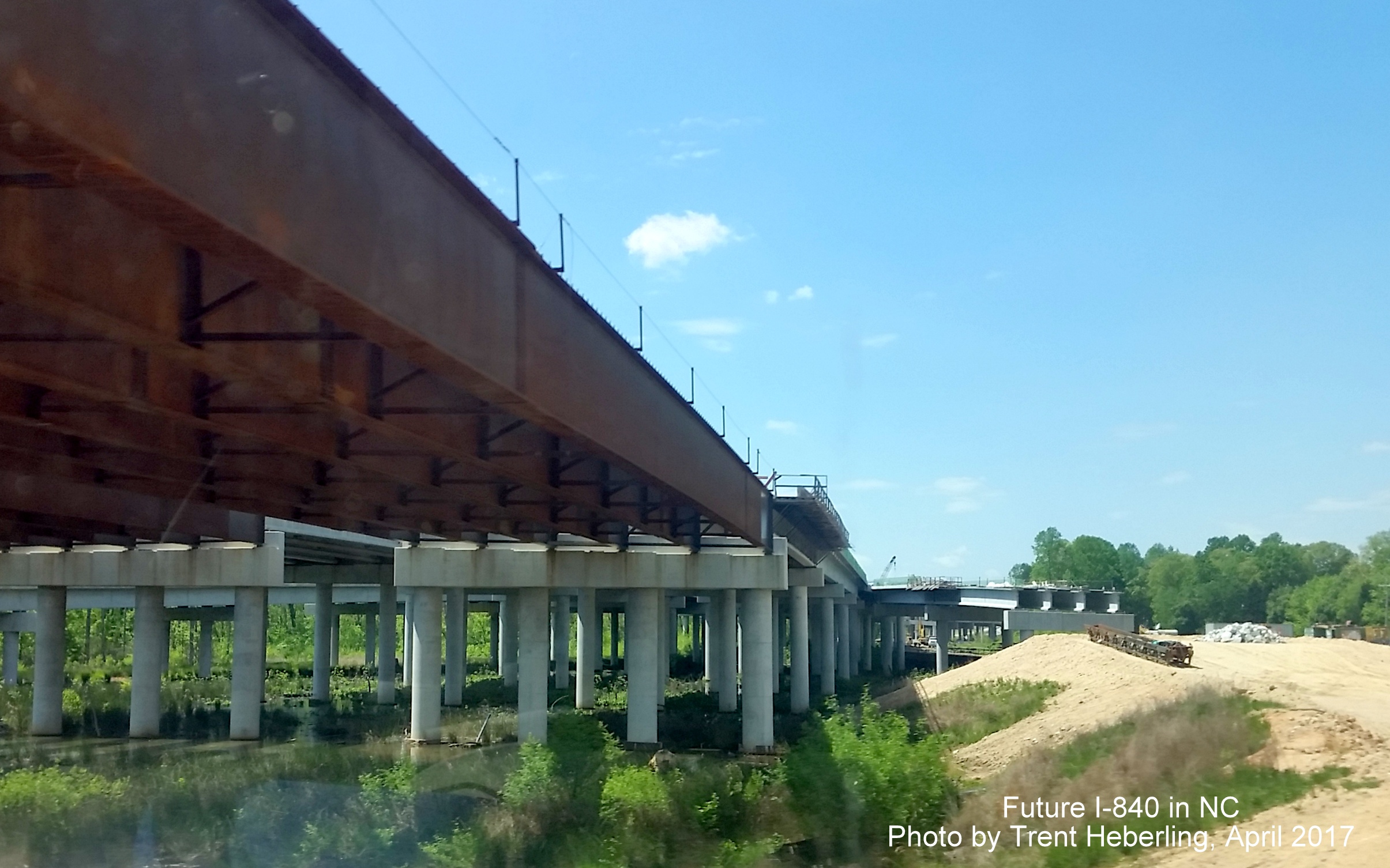 Image looking west from US 220/Battleground Ave along future I-840 elevated freeway in Greensboro, by Trent Heberling