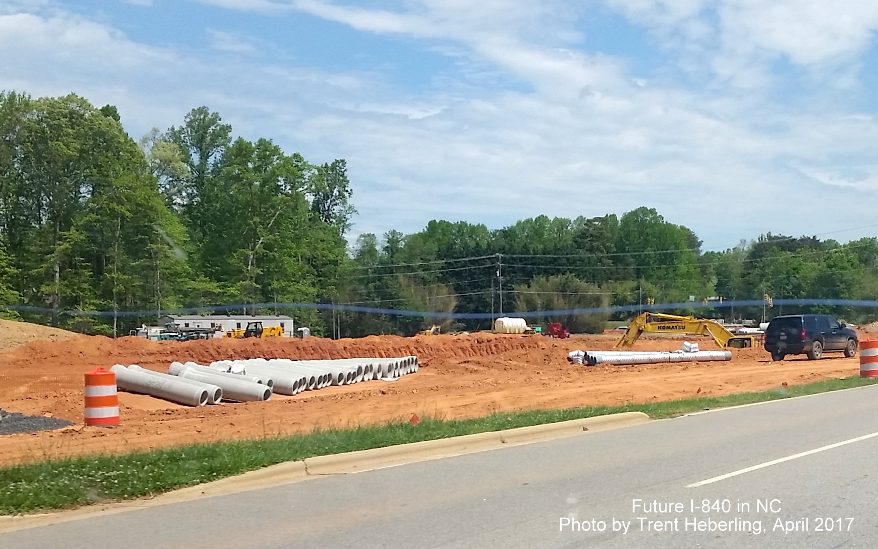 Image of construction east toward Lawndale Dr from US 220/Battleground Ave in Greensboro, by Trent Heberling