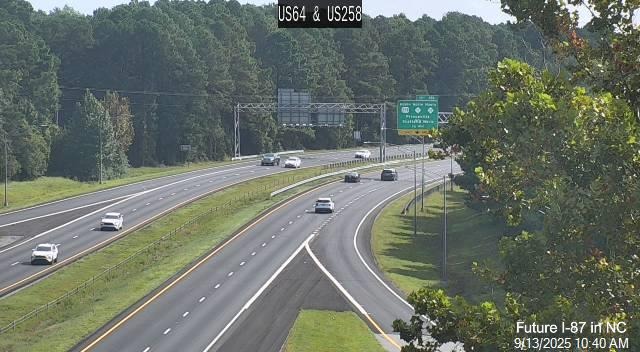 Image of new interstate standard shoulders at the US 64 Alternate exit on US 64 West
	(Future I-87 South)	in Nashville, Google Maps Street View, May 2025