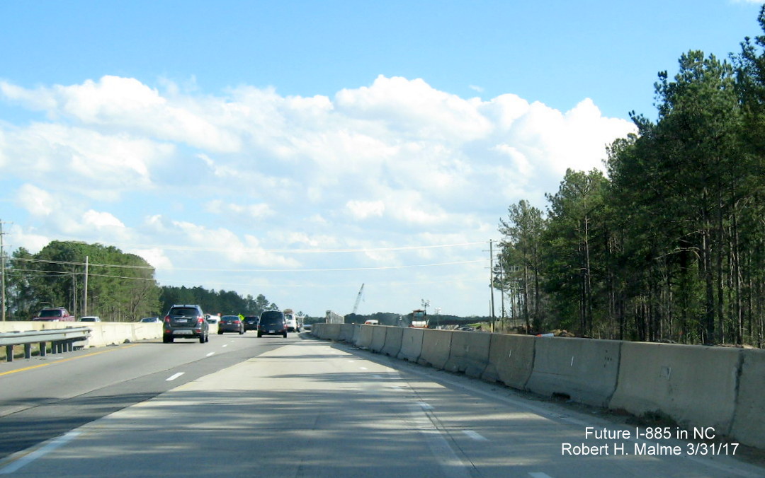 Image of view from Briggs Ave. on-ramp onto NC 147 South approaching East End Connector work zone
