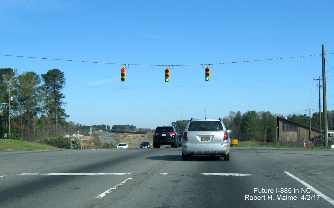 Image of view from US 70 West prior to East End Ave at start of East End Connector project work zone
