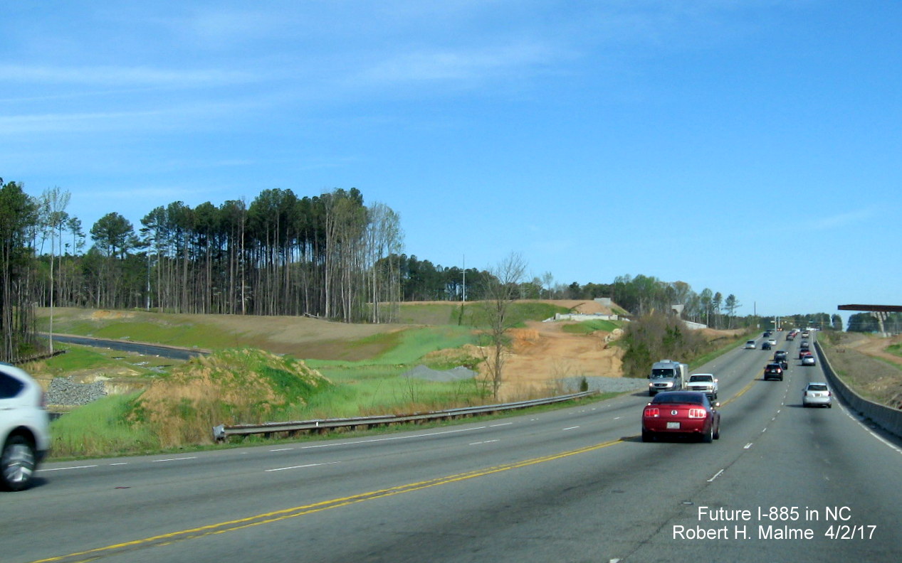 Image taken looking at East End Connector related construction to the west of current US 70 in Durham