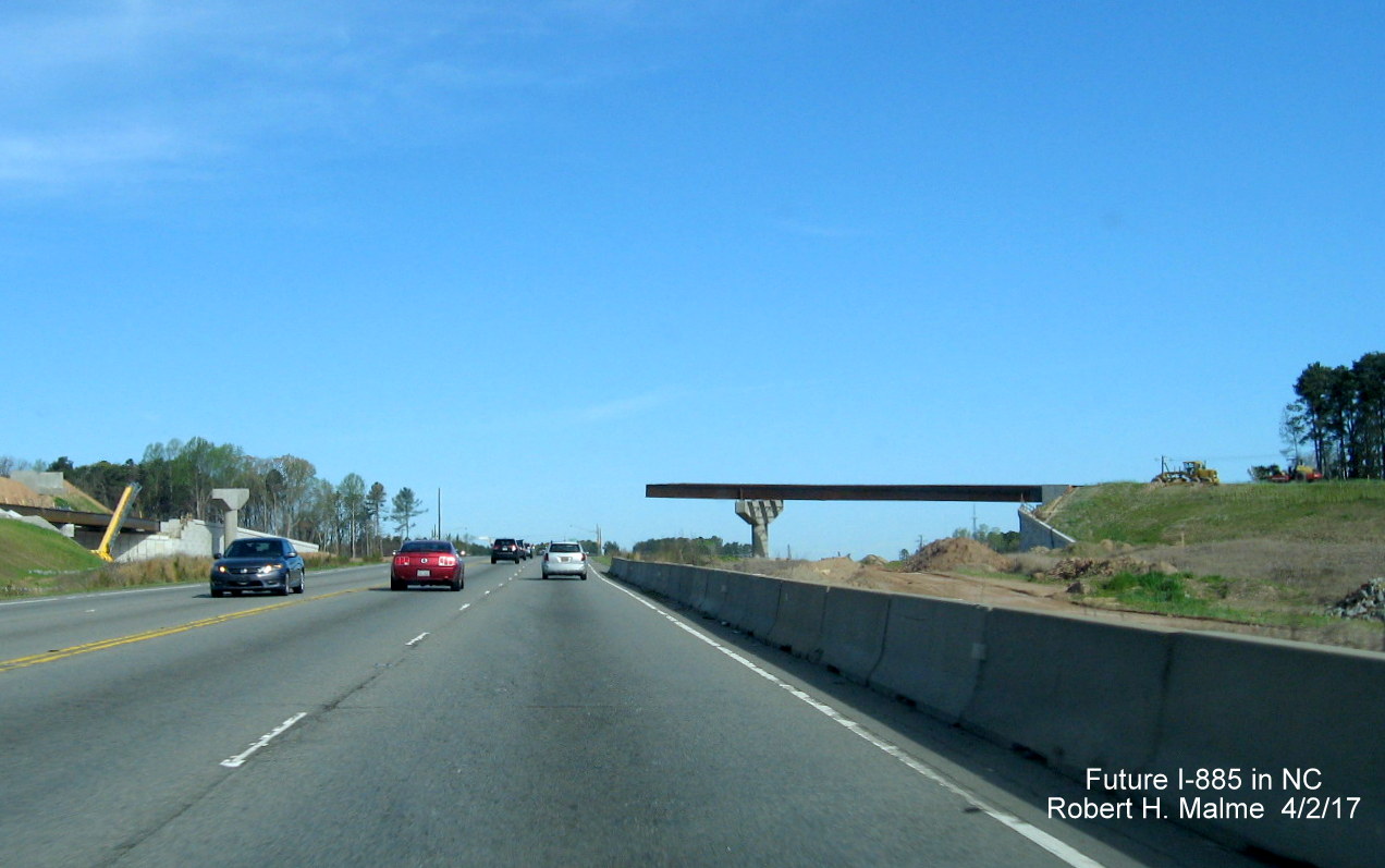Image of flyover ramp construction for I-885 over US 70 in Durham