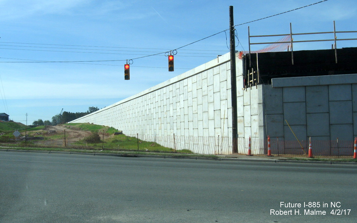 Image taken of Future Interstate 885 North bridge being constructed over NC 98 in Durham