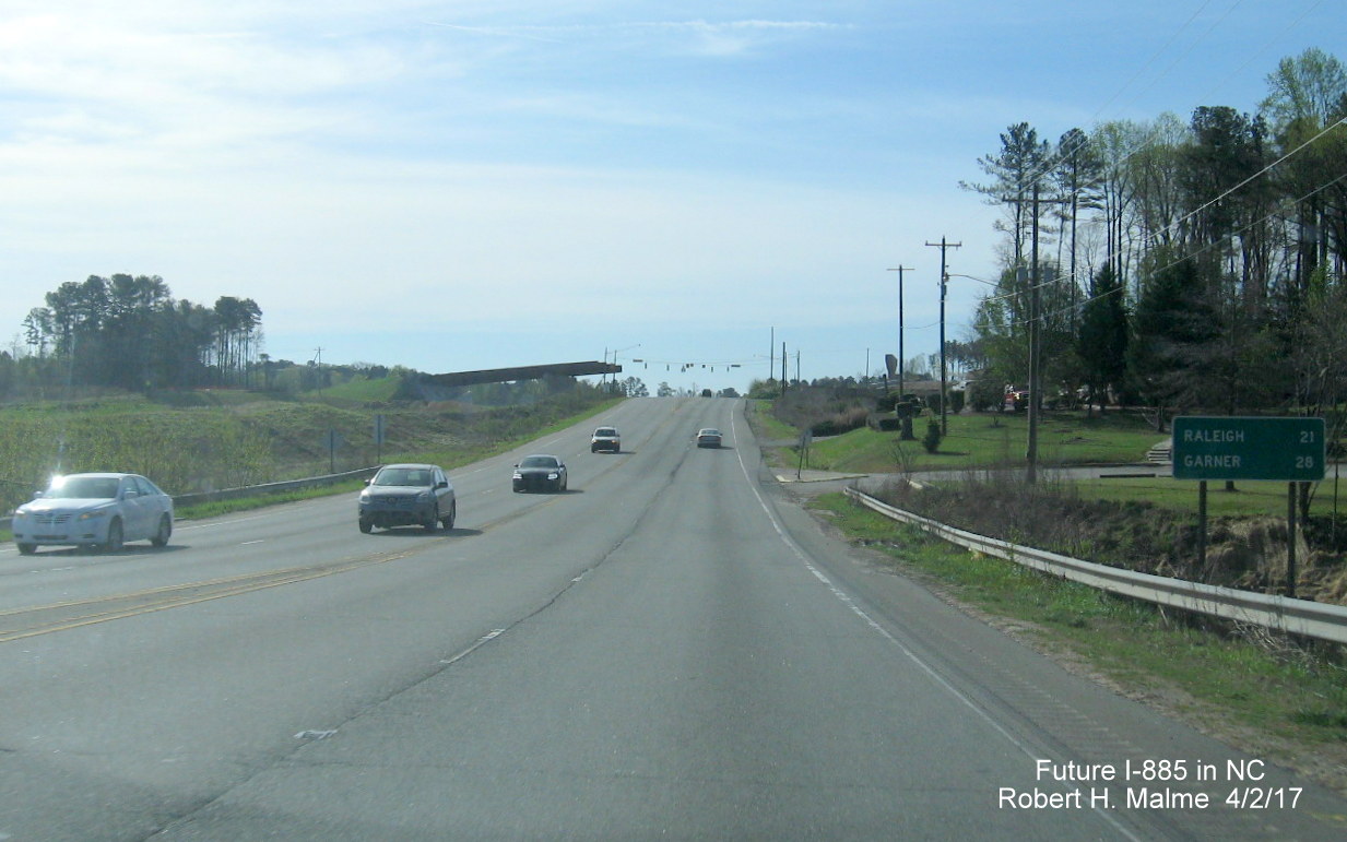 Image taken along US 70 East in Durham showing construction of lanes for Future Interstate 885 as part of East End Connector project
