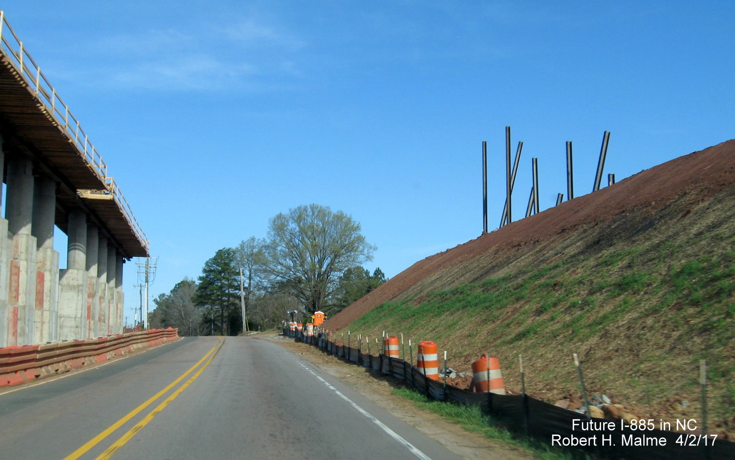 Image taken of future bridge construction for East End Connector over Angier Ave. in Durham