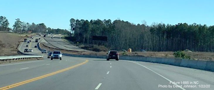 Image of US 70 lanes south of future East End Connector interchange in Durham, by David Johnson