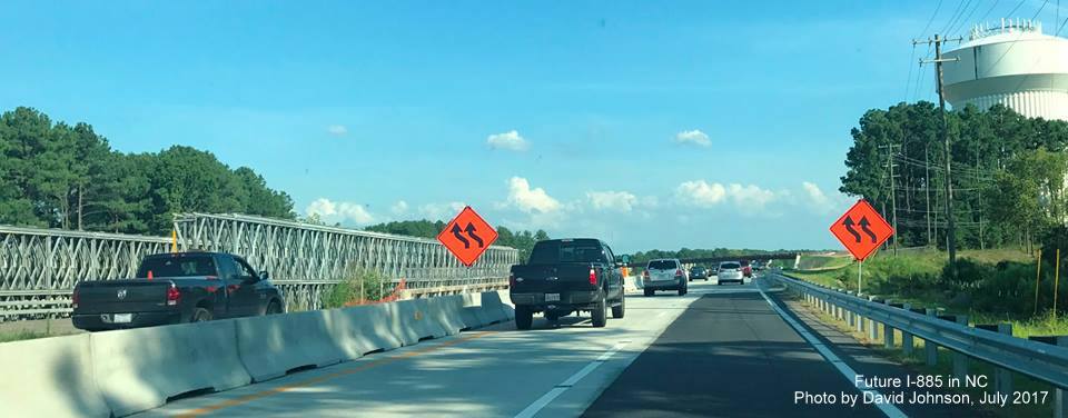 Image showing traffic shift at start of East End Connector construction zone on NC 147 South in Durham, by David Johnson