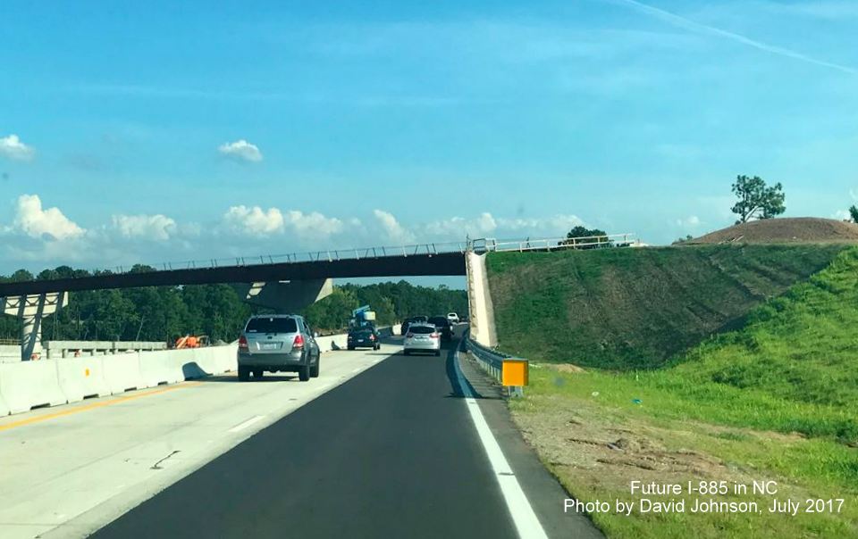 Image taken of beams in place for future flyover ramp from NC 147 South to I-885 North in Durham, by David Johnson