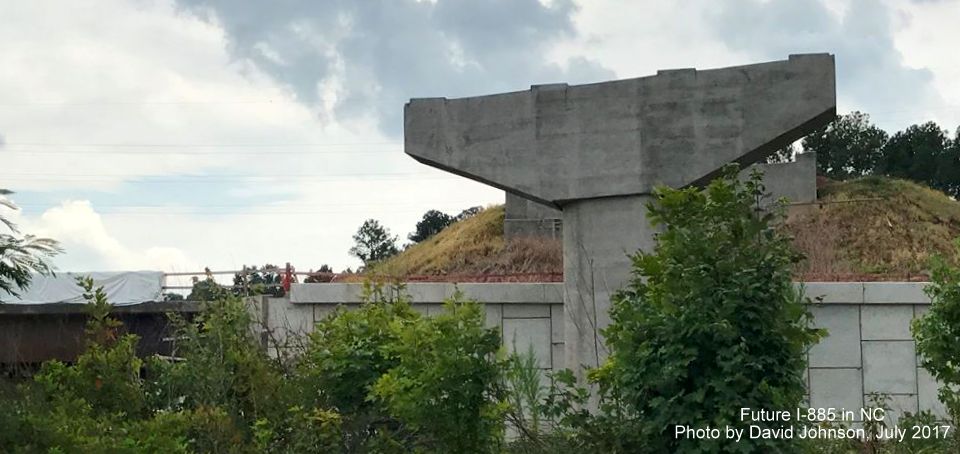 Image of completed support structures for future ramps of I-885 East End Connector at US 70 in Durham, by David Johnson 