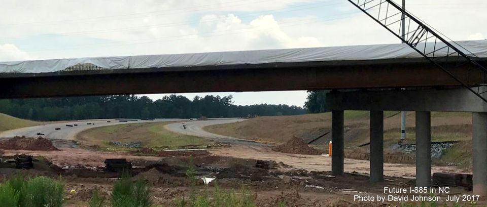Image of future I-885/East End Connector lanes heading west from US 70 interchange in Durham, by David Johnson