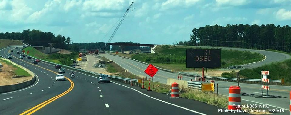 Image of new roadway for US 70 traffic that will be on-ramp to US 70 East from I-885 North/East End Connector under construction in Durham, by David Johnson
