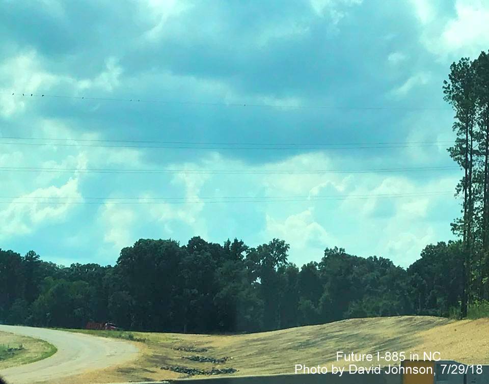 Image of progress in creating future ramp from I-885 North to US 70 East in East End Connector project work zone in Durham, by David Johnson