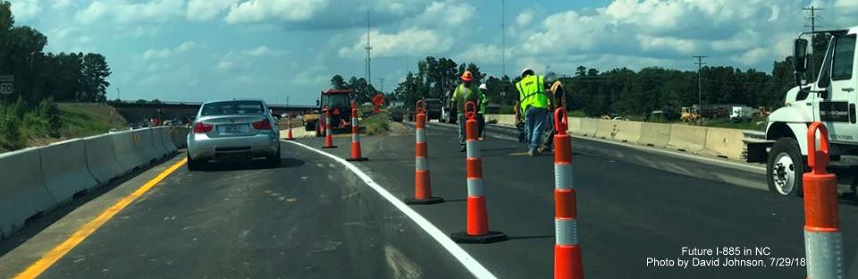 Image of construction along US 70 West in vicinity of future I-885 roadway in East End Connector work zone in Durham, by David Johnson