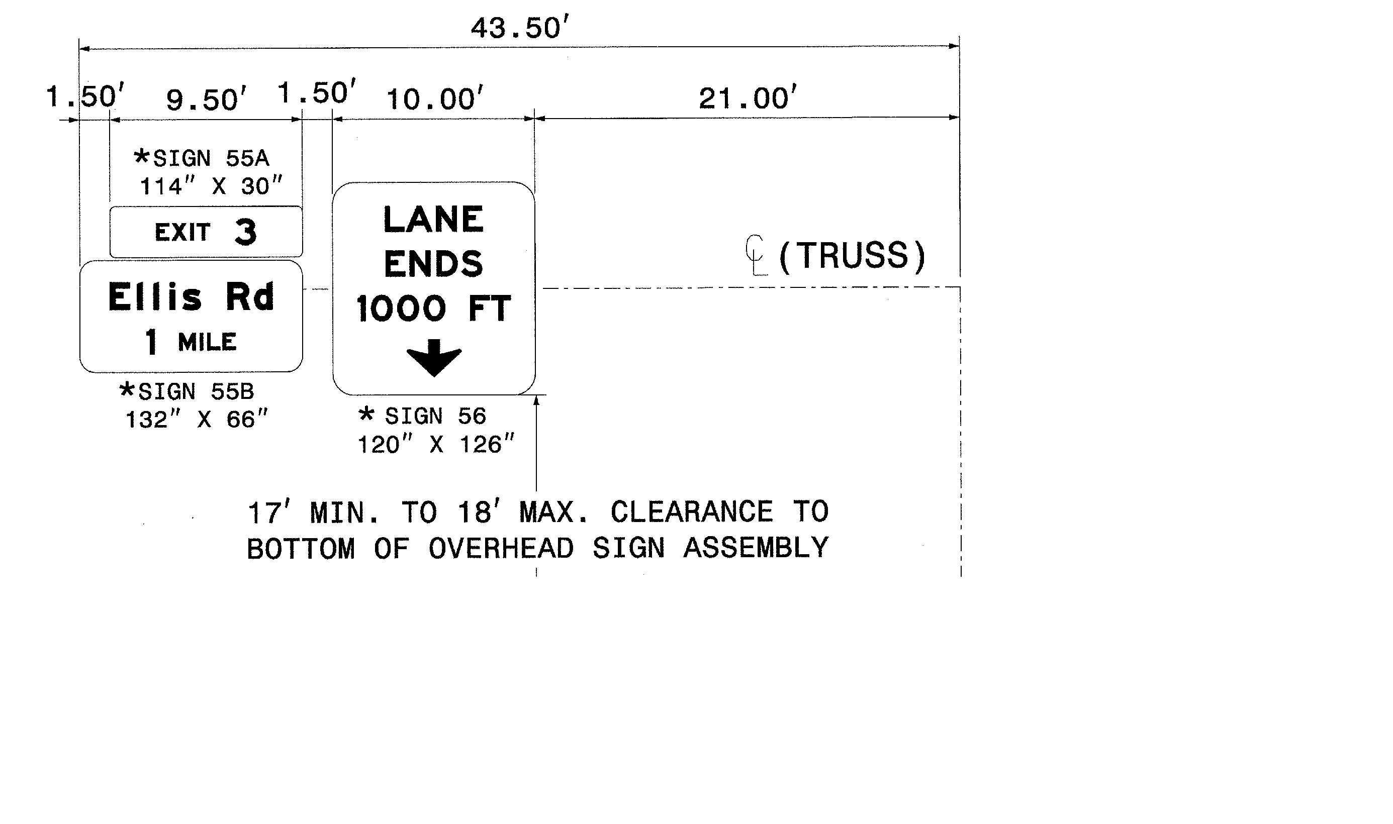Image of sign plan for future I-885 exit with Ellis Road in Durham, from NCDOT