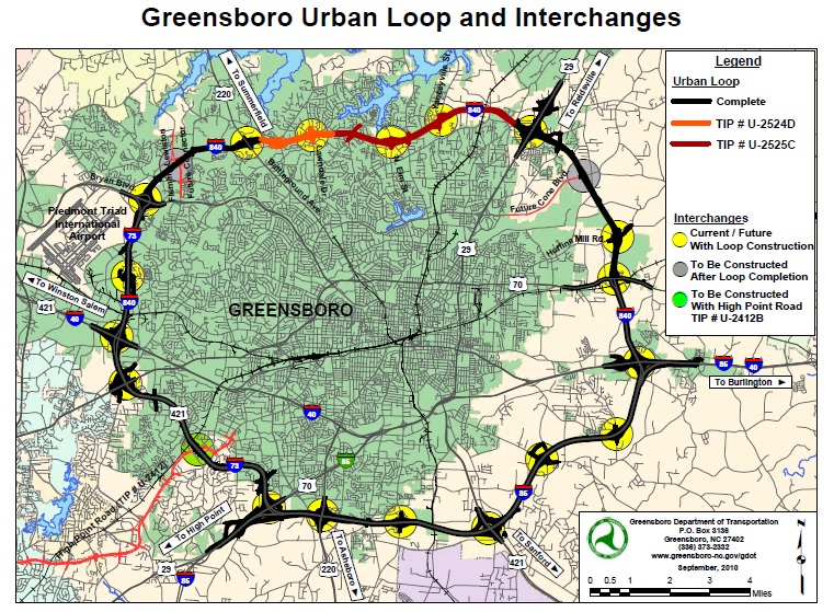 Map of Greensboro Loop courtesy of NCDOT, 2010
