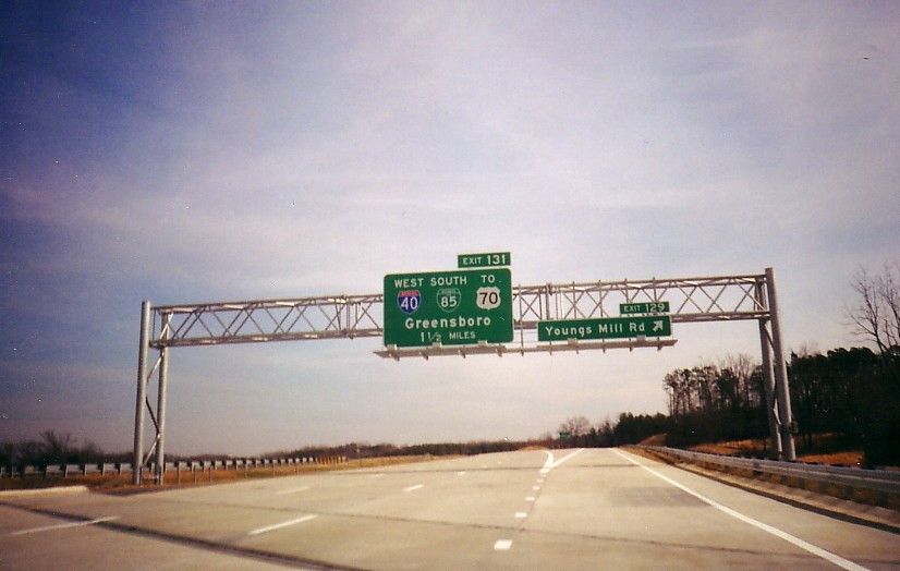 Image taken in 2008 of signage along I-85 North on Greensboro Loop, by Adam Prince