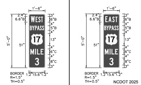 NCDOT sign plan image showing future I-140 signage at the current Military Cutoff Road exit at NC 140