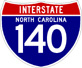 Image of NC Interstate 140 shield, from Shields Up!