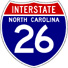 NC Interstate 26 Shield Image, from Shields Up!