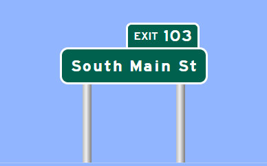 Sign Maker image of South Main Street 
			  exit sign on I-285 in Clemmons