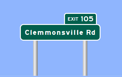 Sign Maker image of Clemmonsville Road 
			  exit sign on I-285 in Winston-Salem
