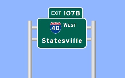 Sign Maker image of I-40 overhead exit sign at end of I-285 North 
			  in Winston-Salem