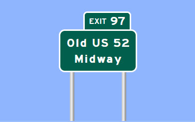 Sign Maker image of Old US 52 exit 
			  sign on I-285 in Midway