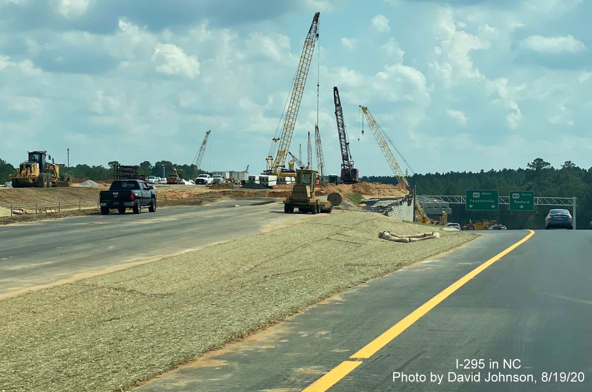 Image of continued Loop construction of future US 401 bridge on the Fayetteville Outer Loop/Future I-295 
        , by David Johnson August 2020