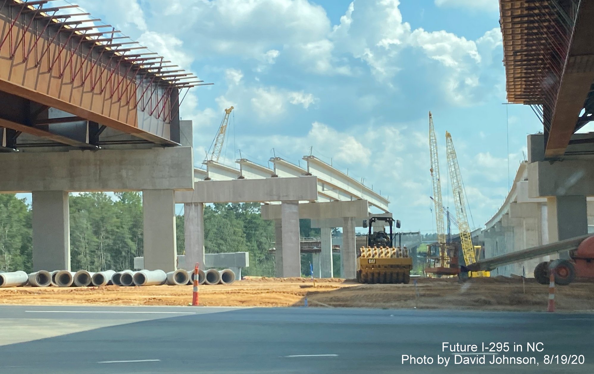 Image of Future I-295 bridge construction south of Raeford Road at end of I-295 South in Fayetteville, 
        by David Johnson August 2020