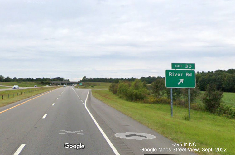 Image of first South I-295 reassurance marker after I-95 interchange, Google Maps Street View, 
        September 2022