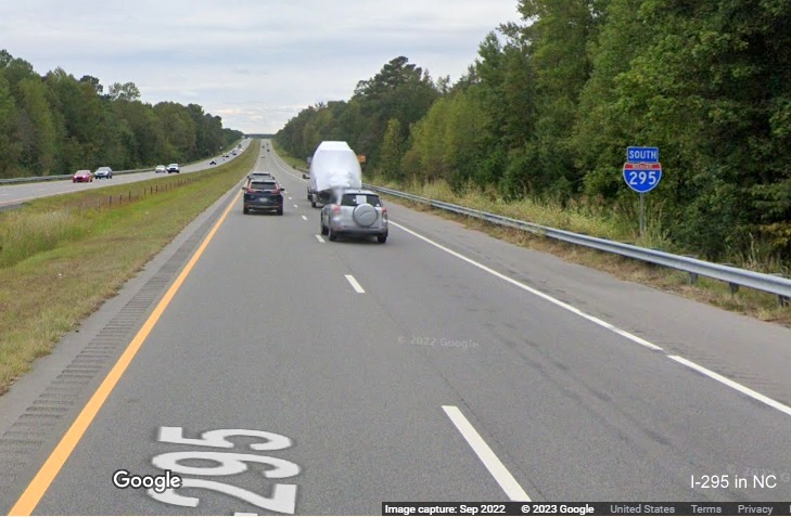 Image of first South I-295 reassurance marker after I-95 interchange, Google Maps Street View, 
        September 2022