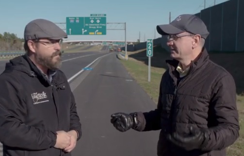 Image taken from City of Fayetteville video showing I-295 shield on overhead sign on 
	  new All-American Freeway to Cliffdale Road section just prior to its opening on Nov. 26, 2019